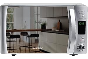 Candy CookinApp CMXG25GDSS, Microondas con grill, 25L, Digital, App simply-Fi, 5 niveles potencia, 40 programas automáticos, Plato giratorio 31,5cm, Express Cooking, 900W/1000W, Puerta espejo