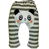 Baby and Toddler boys & girls Cool Cotton Leggings by Dotty Fish Grey and Cream Stripes Patch design