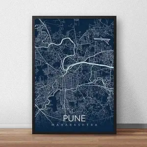 Recollection Pune City Map Art Print Poster A3 Size WITHOUT FRAME Wall Decor for Home Office Restaurant Hotel Interior Decoration (Color 2, 12 x 18)