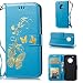 Produktbild Moto G5 Hülle, Anlike Schutzhülle für Motorola Moto G5 (5,0 Zoll) Wallet Tasche [Butterfly geprägte Serie Bronzing] Handyhülle - Blau