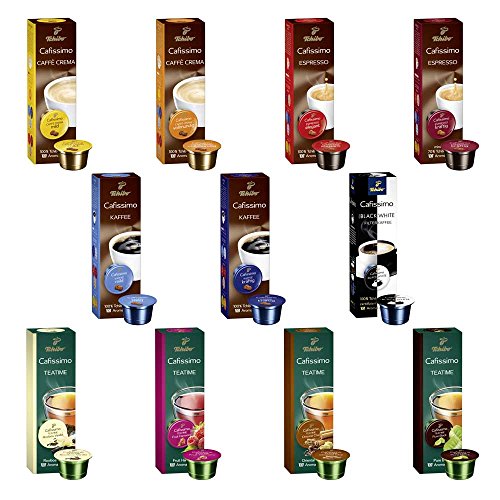 Preisvergleich Produktbild Tchibo Cafissimo Probierbox Caffè Crema, Espresso, Kaffee und Tee 110 Stück (11 x 10 Kapseln)