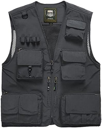 NBNNB Men's Casual Outdoor Removable Multi Function Breathable Mesh Quick Drying Fishing Vest Travel Photography Waistcoat (M, Black)