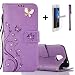 Produktbild LG K3 (2017) Leder Hülle [mit gratis Tempered Glas Screen Metallgrau/silberfarben + 1 Stylus Pen] Newstars 3D Handmade Bling Diamanten geprägt Floral Schmetterlinge Wallet Fall [Folio Stil] [Handschlaufe Funktion] [Standfunktion] Premium PU Leder Flip Schutzhülle Cover mit Karte Halter ID/Cash Pocket/Karten Slots für LG K3 2017 11,4 cm