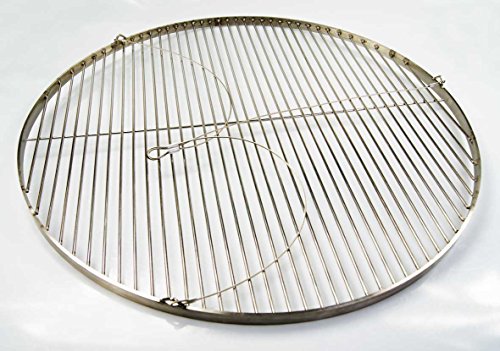 Edelstahl Grillrost 80 cm / nur 15 mm Stababstand ! Schwenkgrill , Qualitätsedelstahl V2A mit 3 Aufhänge-Ösen – stabile & schwere Ausführung Rund Grill Neu - 2