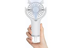 FXI Mini ventilateur manuel avec fonction humidité, portable, rechargeable USB-C, 3 vitesses, pour voyage/été, blanc