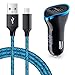 Price comparison product image Dual Port USB Car Charger, AndHot 2.4A Phone Car Charger Adapter Plug 6ft Micro USB Charger Cable Cords Replacement Samsung Galaxy S7 Edge/S7/S7 Active/S6 Edge/S6, LG Stylo 3/2 Plus K30 K20