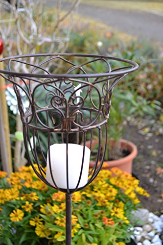 Gartenstecker Korb- hübscher Gartenstecker mit Korb vielseitig nutzbar für Pflanzen, Kerzen , Brenngel, Höhe 115-120 cm, stabile Ausführung - 3