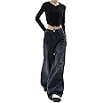 YELLOOP Y2k Jeans Y2k Pants for Women Y2k Baggy Jeans for Women Wide Leg Jeans Fall Fashion 2023 Pants
