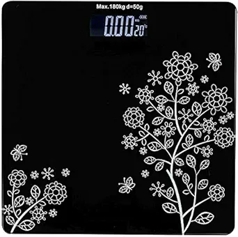 PQLQ India Heavy Thick Tempered Glass Lcd Display Weighing Machine Digital, Weight Machine For Human Body Digital Weighing Scale, Weight Machine (NEW Model 6 MM, Bathroom Scale ) (flower)