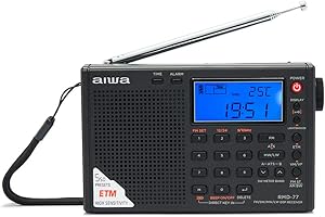 Aiwa RMD-77 Radio multibande, FM PLL DSP stéréo/SW/MW/LW, avec écouteurs et étui de Transport