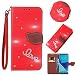 Leecase Bling Diamond Sparkle Glitter 3D PU Leather Bookstyle Magnetic Closure Wallet Flip Cover Creative Love Rhinestone Leaf Pattern for HTC M8-Red RS.2369.00