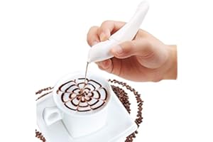 Shop-Story - Penna per decorazione culinaria su caffè, latte, cappuccino espresso e altri compatibile con cacao, zucchero e spezie come la cannella Crayon Food art
