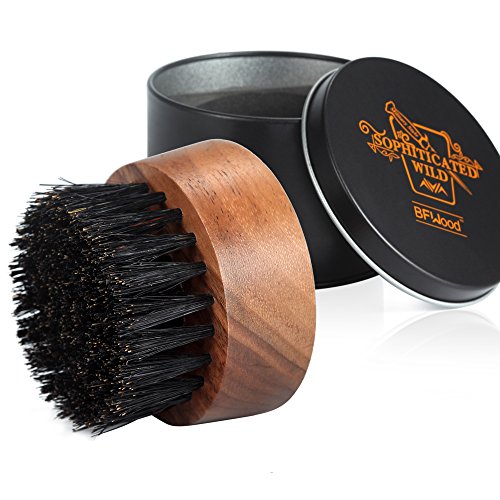 BFWood Beard Brush Boar Bristles Small Round Shape - Black Walnut