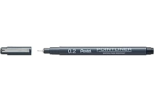 Pentel Pointliner S20P-2A, cienkopis, czarny, wodoodporny i odporny na światło, 0,2 mm, 1 sztuka (1 opakowanie)