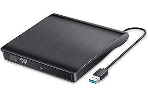 COMTER Grabadora CD/DVD Externa USB 3.0,Unidades de DVD Externa Portátil CD/DVD/-RW/ROM Estable con Lector/Quemador/Re-Quemador para Macbook,Laptop Desktop,Mac,OS,Windows 10/8/7/XP/Vista