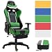 Produktbild CLP Bürostuhl Jerez mit Kunstlederbezug, max. belastbar bis 136 kg, Gaming Stuhl mit/ohne Fußablage, Chefsessel mit Wippmechanismus, höhenverstellbar, Schwarz/Grün, mit Fußablage