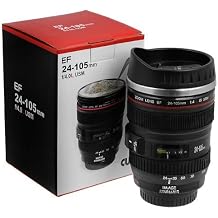 Camera Lens Plastic Coffee Mug with Lid, 350ml, Black