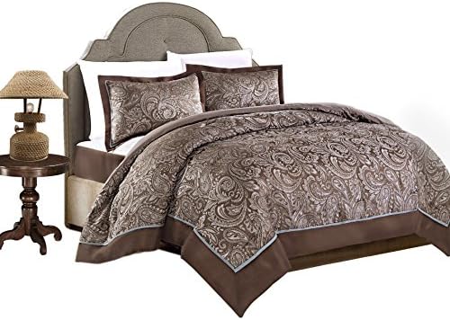 Moonlight Luxury 3 Piece Bedspread Beautiful Bedding Set Comforter Set Suitable for Living Rooms and Hotels Double (220x240 CM) Brown & Duck Egg Blue