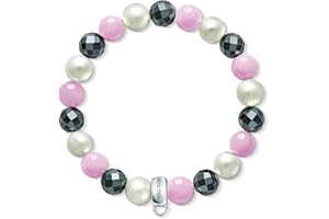 Thomas Sabo Damska bransoletka charms hematyt różowy kwarc perły hodowlane słodkowodne srebro 925 wysokiej próby X0188-581-7, Srebro szterlingowe