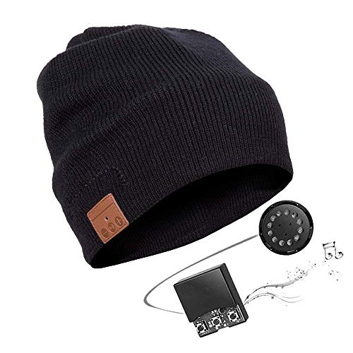 JIANYIJIA Auriculares Bluetooth Gorra?Bluetooth Beanie Hat Gorro de Punto Unisex con Altavoz Estéreo Auriculares y Micrófono (Nero)