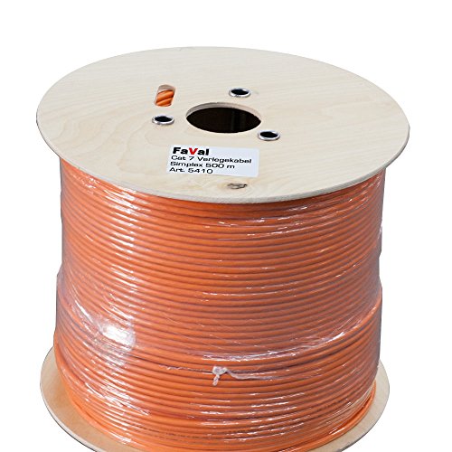 Faval K5410 Cable de instalación Cat7 500 m Bobina Naranja Cat.7 Cable de red Cable de instalación aluminiumbeschichtet verzinntes entretejido de cobre
