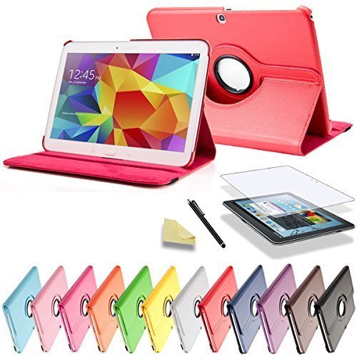 SVS 3in1 SET 360° Tab4 10.1 Schutzhülle + Folie + Pen Samsung Galaxy Tab 4 SM-T530 / T531 / T535 Tasche Etui (Rot)