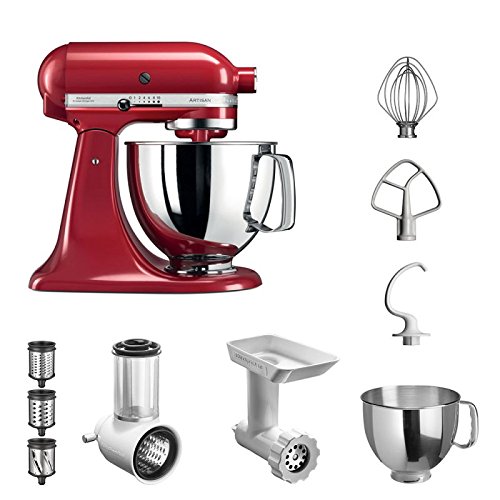 Preisvergleich Produktbild KitchenAid Küchenmaschine Artisan / 5KSM125E / STARTER PAKET inkl. Gemüseschneider, Fleischwolf und Standardzubehör / Dein Einstieg in die KitchenAid-Welt! (Empire Rot)