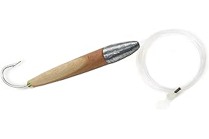 Sea Striker 890 Rigged Cedar Plug, 6-Inch Natural, 8-Feet Leader w/Thimble