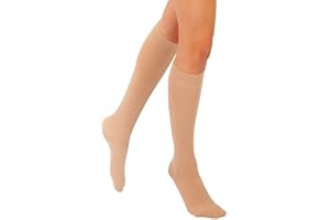 RIEMTEX Medizinisch abgestufte Kompressionsstrümpfe Klasse 2 CCL2 geschlossene Spitze Waden Strümpfe Thrombosestrümpfe Damen u Herren Schwarz o. Beige