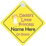 Daddy's Little Princess On Board (003) Personalised Car Sign New Baby Girl / Child Gift / Present