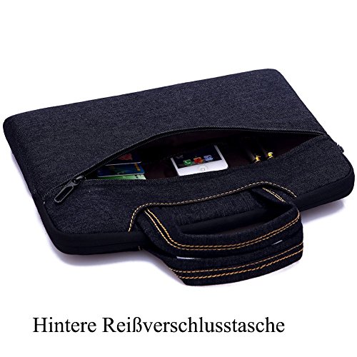 BRINCH leicht universal Gewebe wasserdichtes Anti-reißen Laptop Schutzhülle Aktentasche Handtasche/ Laptop Messenger Bag, Ultra Schutz mit weichem Schaum für 15 – 15,6 Zoll Laptop / Macbook / Notebook / Tablet / Ultrabook Computers(Apple / Acer / Asus / Dell / Fujitsu / Lenovo / HP / Samsung ) mit Fronttasche, zwei Rückentaschen & Griffe und Zubehör Tasche,Jean Blau - 3