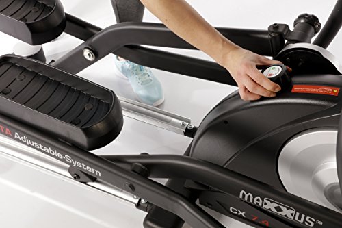 MAXXUS CROSSTRAINER CX 7.4, Ellipsentrainer mit 5-fach Schrittlängenverstellung! Flache, elliptische Bewegung wie beim Laufen. Elektr. gesteuertes Magnetbremssystem, Trainingsprogramme, HRC-Programm, Schienensystem für sanften Lauf. Auf unterschiedliche Körpergrößen einstellbare Schrittlänge. - 4