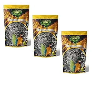 NATURESPILZ Sun Flower Seeds for Bird Food, Premium Small Size Striped Sunflower Seeds for Grey Parrot,Indian Parrot, Macaw,Cockatoo and Exotic Birds,1 Kg ,Pack of 3