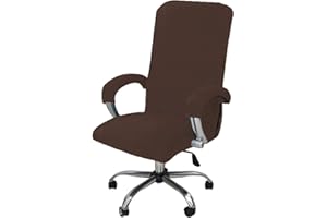 LIFEDX Funda de Sillas de Oficina Elástica con Reposabrazos,Felpa de Terciopelo,Modernas Cubiertas de la Silla de la Computadora Antipolvo de Oficina Silla Removible,No Incluye Sillas -Coffee||XL