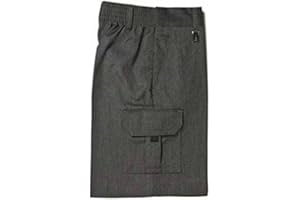 Zeco sold by Essential Wear School Boys Uniform Cargo Long Shorts Trousers Age 4-13 Years Grey Navy