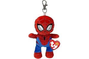 Ty Clips - Collezione Marvel, Anello Porta Chiavi di Peluche, Spiderman, Tutti i Tuoi Eroi Preferiti da Portare Sempre con Te, Idea Regalo per Grandi e Piccini - 10 cm - T34010