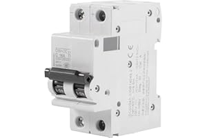 LAZMIN Disjoncteur miniature, commutateur à énergie solaire 16A/32A/63A de disjoncteur à air miniature à basse tension de 1pc 250V CC 2P pour le système de grille de panneaux solaires(16A)