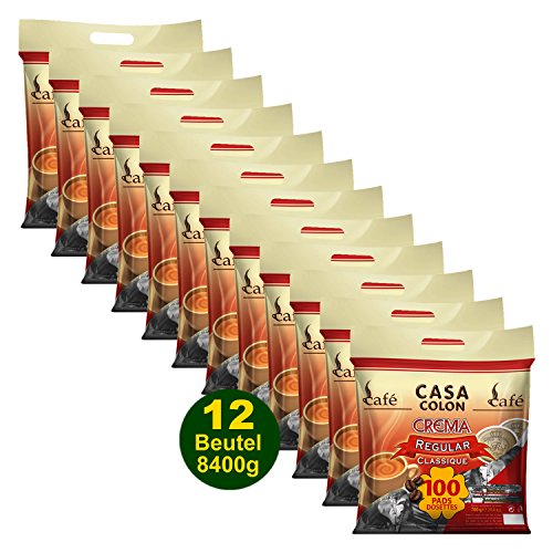 Preisvergleich Produktbild CASA COLON Crema Regular 12x 100 Kaffeepads (8400g) - für alle Pad Systeme geeignet