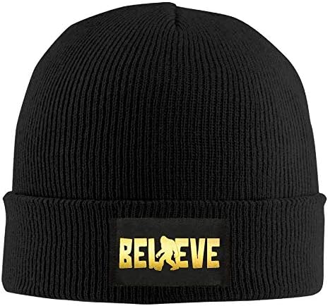 Bigfoot Believe Sasquatch I Believe Bigfoot Unisex Warm Winter Hat Knit Beanie Skull Cap Cuff Beanie Hat Winter Hats Black