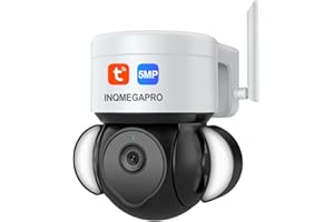 INQMEGAPRO SHIWOJIA Cámara Vigilancia WiFi Exterior, 2.5K 5MP PTZ 360° Cámara de Seguridad, 24/7 Grabación Continua,Seguimiento Automático, Detector de Movimiento, Visión Nocturna, Tuya/Smart Life Camera
