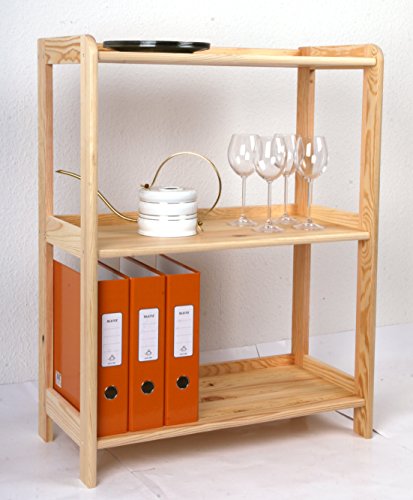 Holzregal 89 x 68 x 34 cm Kiefer massiv, 3 Böden (Echtholz Kieferregal natur)
