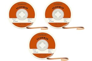 TOWOT Trecce e stoppini dissaldanti SW-2530 (3 pezzi - larghezza 2.5mm, lunghezza 3.0m).