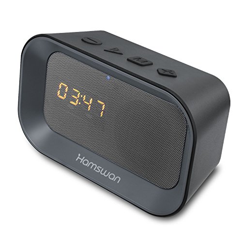 Altavoz Bluetooth Inálambrico, HAMSWAN H2C Altavoz Bluetooth Portátil Estéreo Impermebale con Función Despertador y Micrófono Soporte Llamada Manos Libres, Bluetooth 4.2, AUX, MicroSD Tarjeta, 3D Sonido Digital, Wireless Speaker