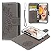 Produktbild iPhone 6 Hülle,Leder Flip Wallet Cover in Book Style Stand Case Card Slot Leder Tasche Case Karteneinschub TPU Innen 2 Combo Separate Karteneinschub und Magnetverschluß Kratzfestes und Schmutzunempfindliches in Grau Die Hälfte Blume für iPhone 6/iPhone 6S(2 in 1