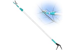 HORTEM Extendable 181cm-300cm Tree Pruner, Long Handle Tree loppers, Lightweight & Strong Telescopic Pole Pruner with Rotate Head, Smooth Clean Cut, Ideal for Removing High Branches and Fruit Picking