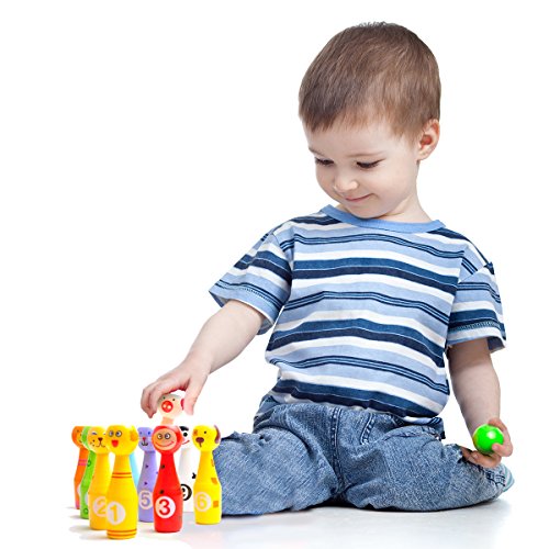 Bowling Game Set for Kids: Best Indoor Bowling Set with 10 Colorful Wooden Character Pins and 3 Bowling Balls - Easy to Set Up and Fun to Knock Down - Perfect Bowling Toy that Works reviews Bowling Game Set for Kids: Best Indoor Bowling Set with 10 Colorful Wooden Character Pins and 3 Bowling Balls - Easy to Set Up and Fun to Knock Down - Perfect Bowling Toy that Works