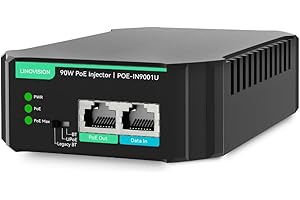 LINOVISION Gigabit 90W 802.3bt PoE Injector, Compatible with Standard and Legacy Non-Standard PD Device, PoE++ Injector for High Power Consumption PTZ Camera, VoIP Phone
