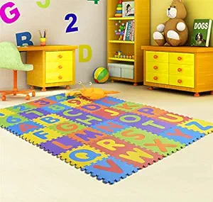 HIGHROOF Non Toxic ABCD 123 Alphabet Kids Eva Foam Puzzle 36 Pcs Play Mats Mat Toys Games 3+ Age Above Baby Boys & Girls