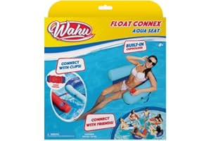 Wahu Float Connex Aqua Seat - Blue | Inflatable Pool Float with Built-in Cupholder & Chair Connector | Pool Inflatables for Adults | Ages 8+, M