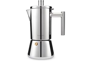 Easyworkz Diego Stovetop Espresso Maker Stainless Steel Italian Coffee Machine Maker 6cup 300ml Induction Moka Pot